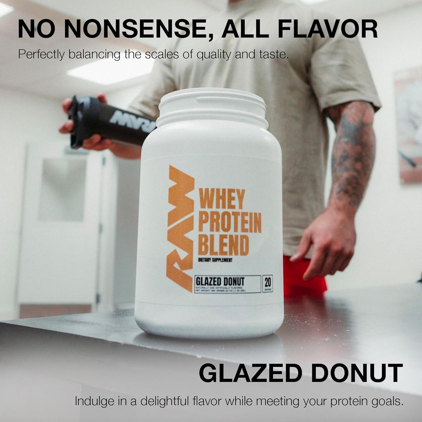 Glazed Donut RAW Whey Protein Powder Blend - Grass-Fed Isolate for Muscle Growth - Pre & Post Workout Supplement