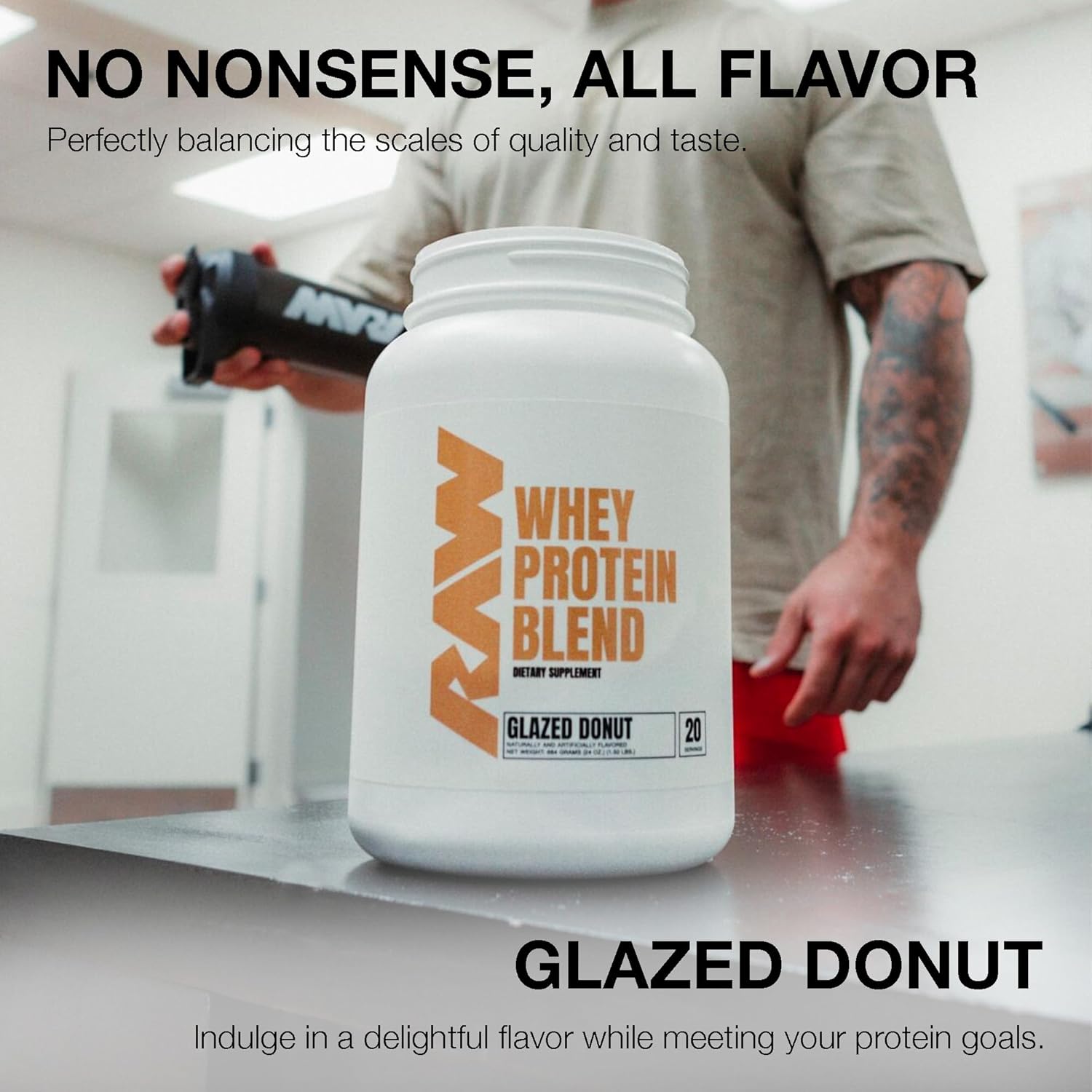 Glazed Donut RAW Whey Protein Powder Blend - Grass-Fed Isolate for Muscle Growth - Pre & Post Workout Supplement