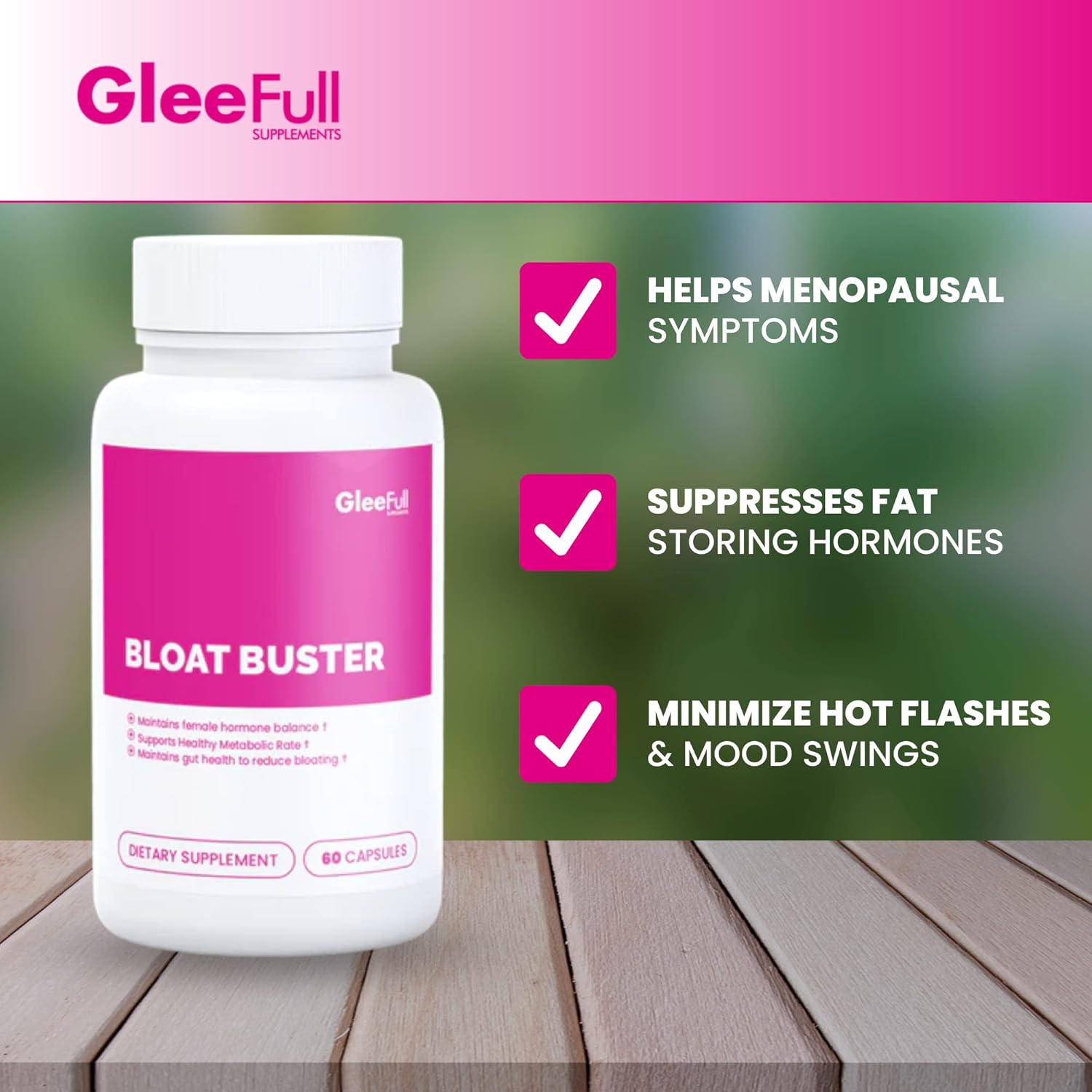 GleeFull Supplements Bloat Buster: Relief for Women's Bloating - Digestive Enzymes (3 Pack)