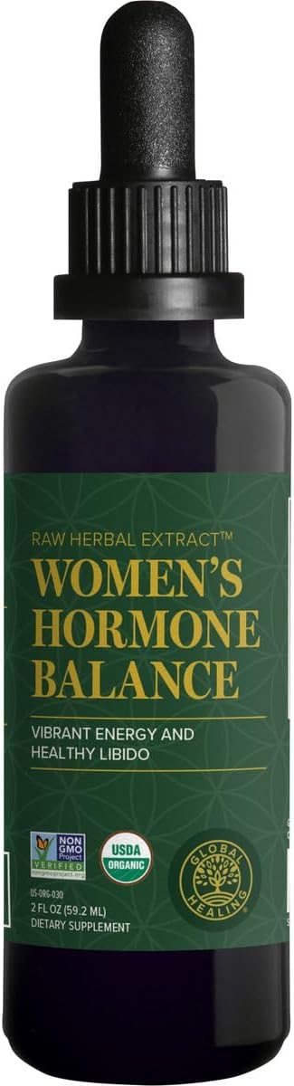 Global Healing Women's Hormone Balance Female Fuzion Organic Liquid Supplement Drops - 2 Fl Oz - Vitality, Libido, Sensual Response, Mood Support, Metabolism Wellness