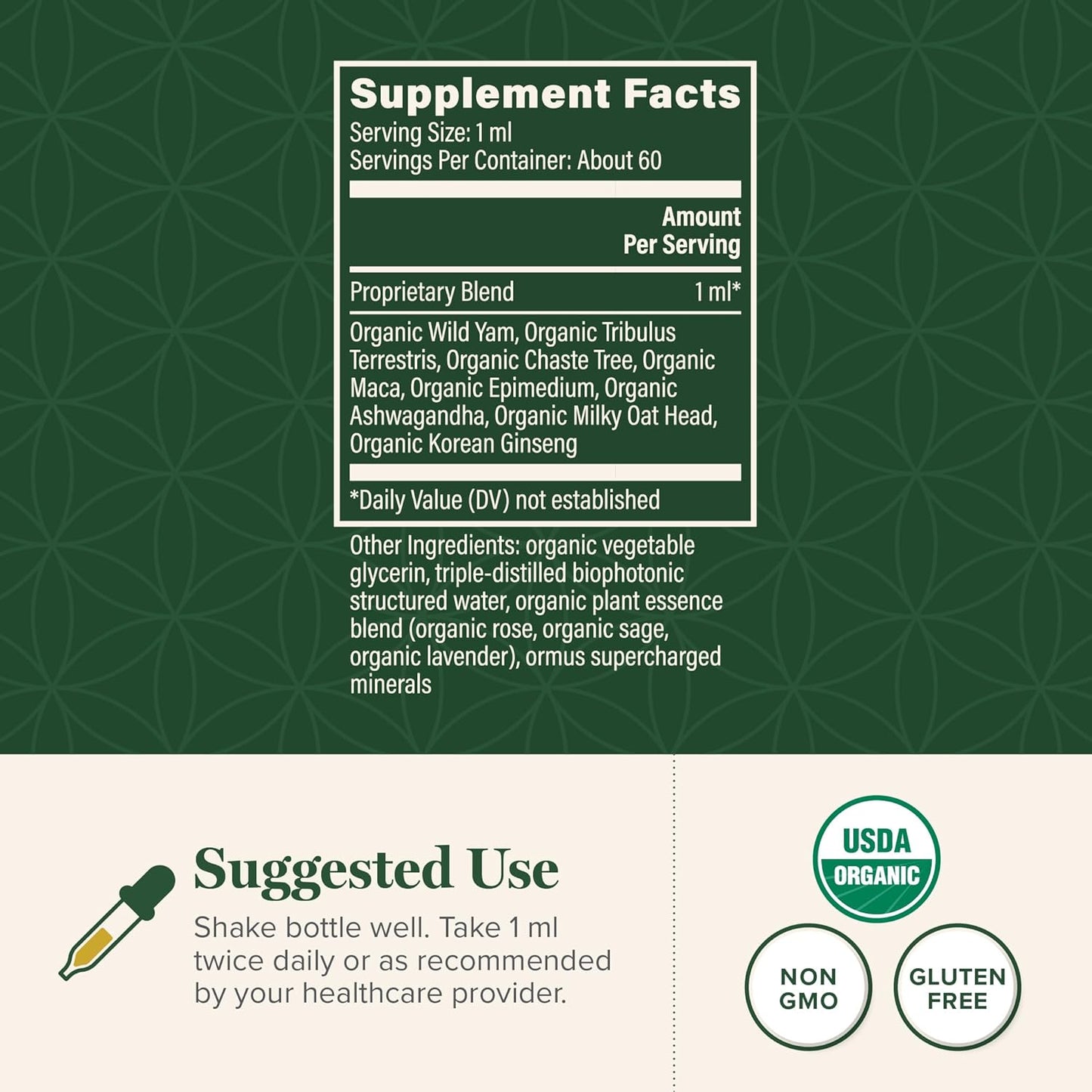 Global Healing Women's Hormone Balance Female Fuzion Organic Liquid Supplement Drops - 2 Fl Oz - Vitality, Libido, Sensual Response, Mood Support, Metabolism Wellness