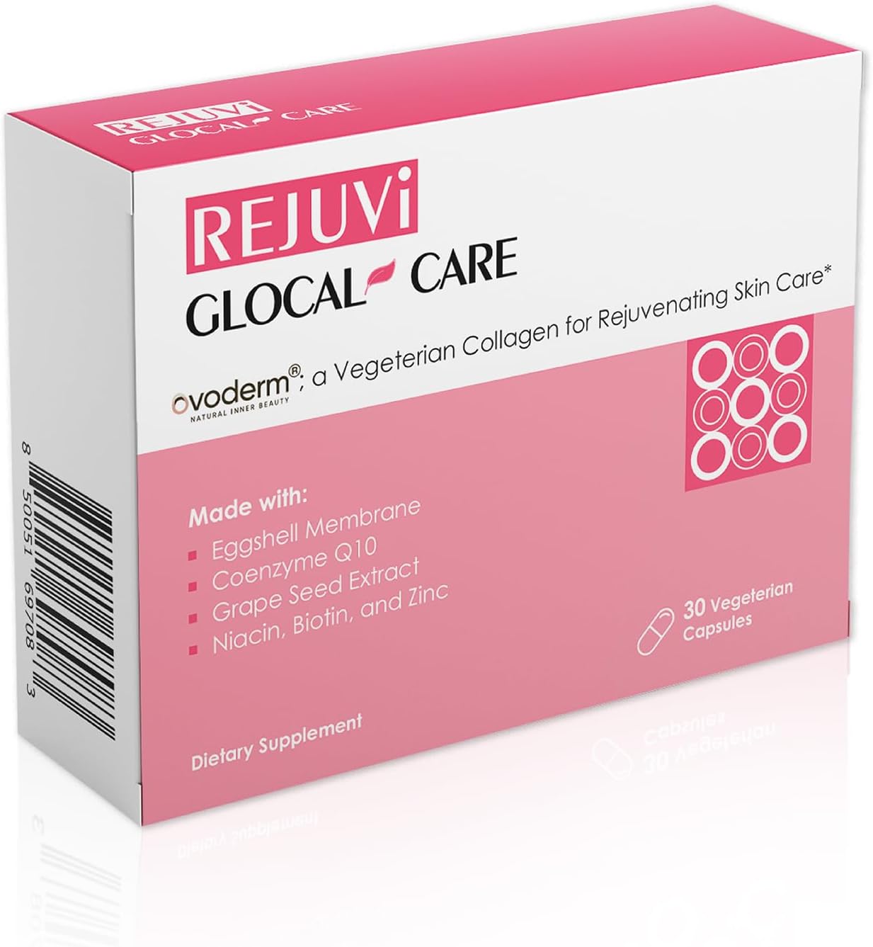 GlocalCare Rejuvi Skin Rejuvenation Cream with Collagen Synthesis, Anti-Wrinkle Properties, Ovoderm, Grape Seed Extract, Coenzyme Q10, and Folate