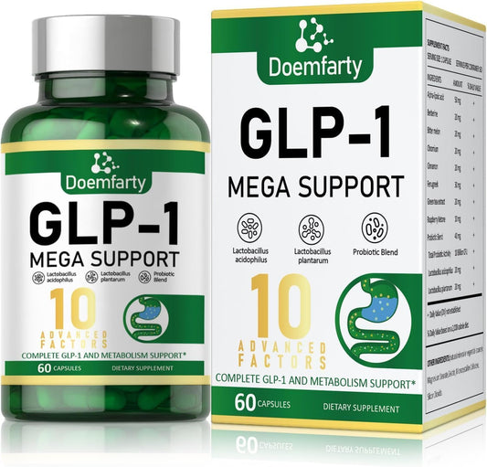 GLP-1 Probiotic Capsules - 10 Billion CFU Multi-Strain Supplement for Men & Women - Naturally Boost GLP-1 Production with Prebiotics - 60 Capsules