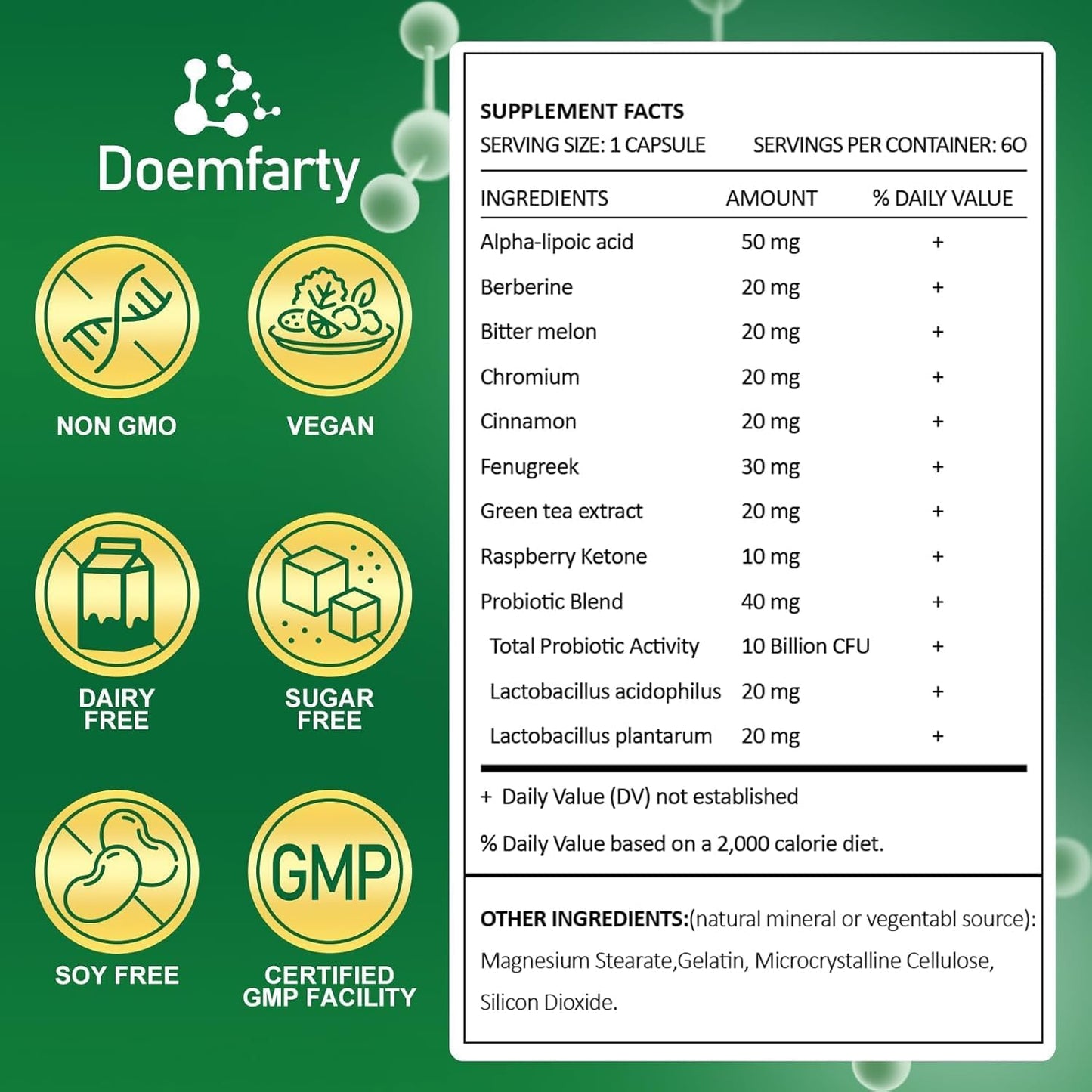 GLP-1 Probiotic Capsules - 10 Billion CFU Multi-Strain Supplement for Men & Women - Naturally Boost GLP-1 Production with Prebiotics - 60 Capsules