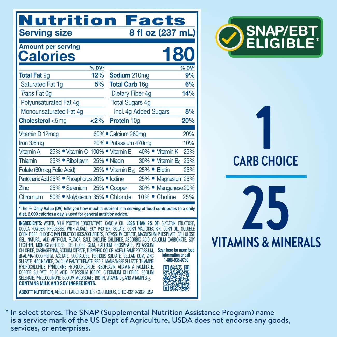 Glucerna Original Rich Chocolate Nutritional Shake, 10g Protein, 180 Calories, Diabetic Drink for Blood Sugar Management - 24 Pack, 8 fl oz Bottle