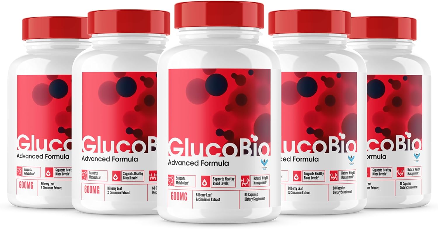 GlucoBio Blood Support Pills 5 Pack - Advanced Formula with Natural Ingredients for Maximum Strength Glycogen Support (300 Capsules)