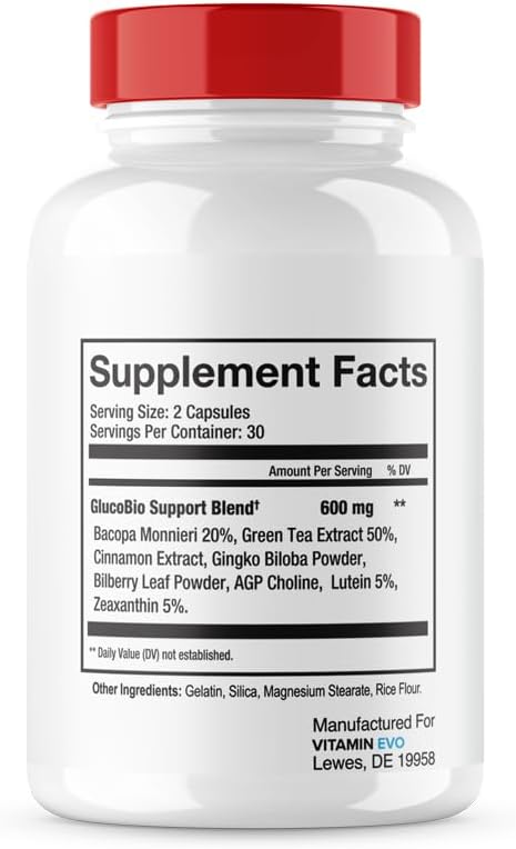 GlucoBio Blood Support Pills 5 Pack - Advanced Formula with Natural Ingredients for Maximum Strength Glycogen Support (300 Capsules)