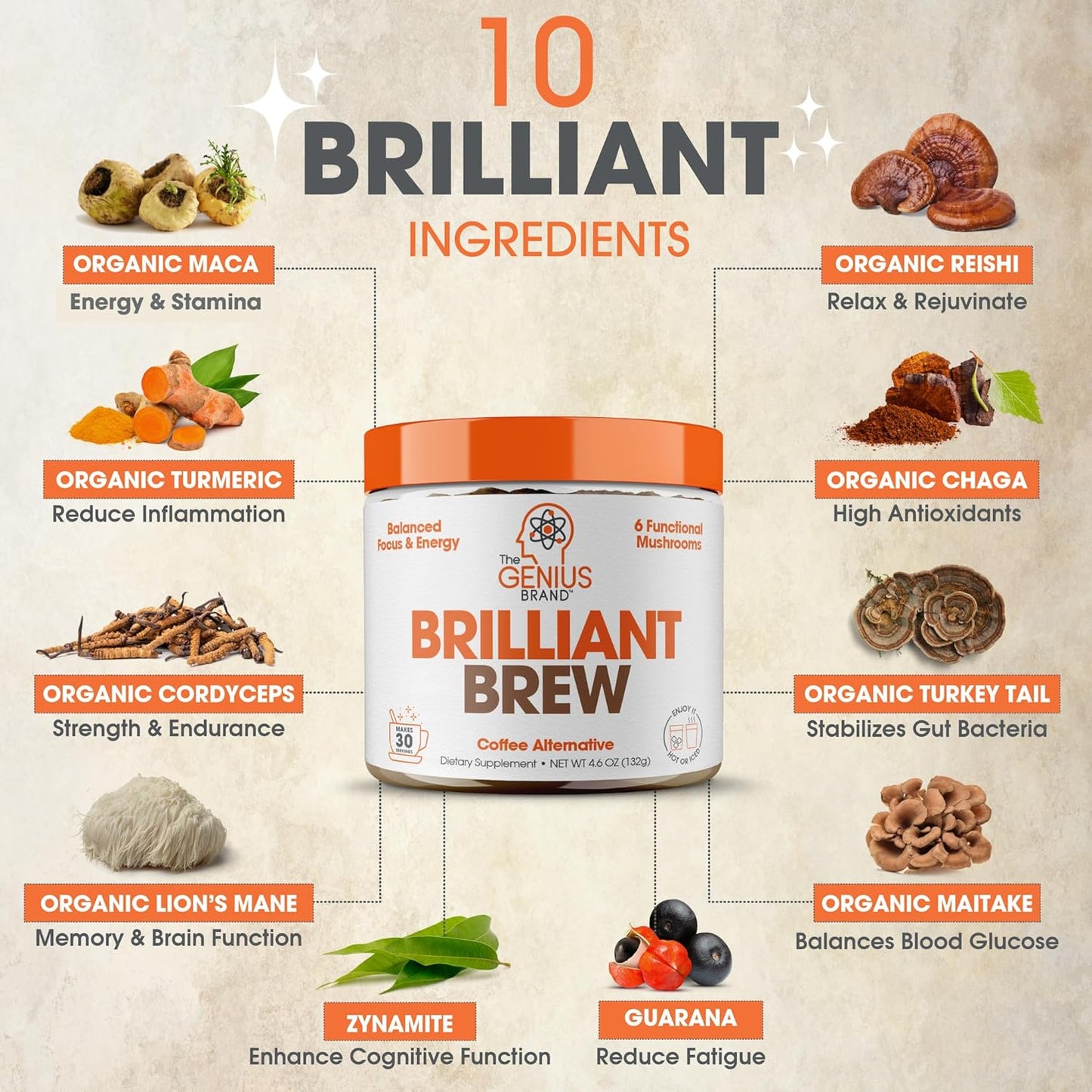 Glucomannan Fiber Capsules & Brilliant Brew Coffee Alternative - Wellness Bundle for Digestive Health, Focus, and Natural Energy
