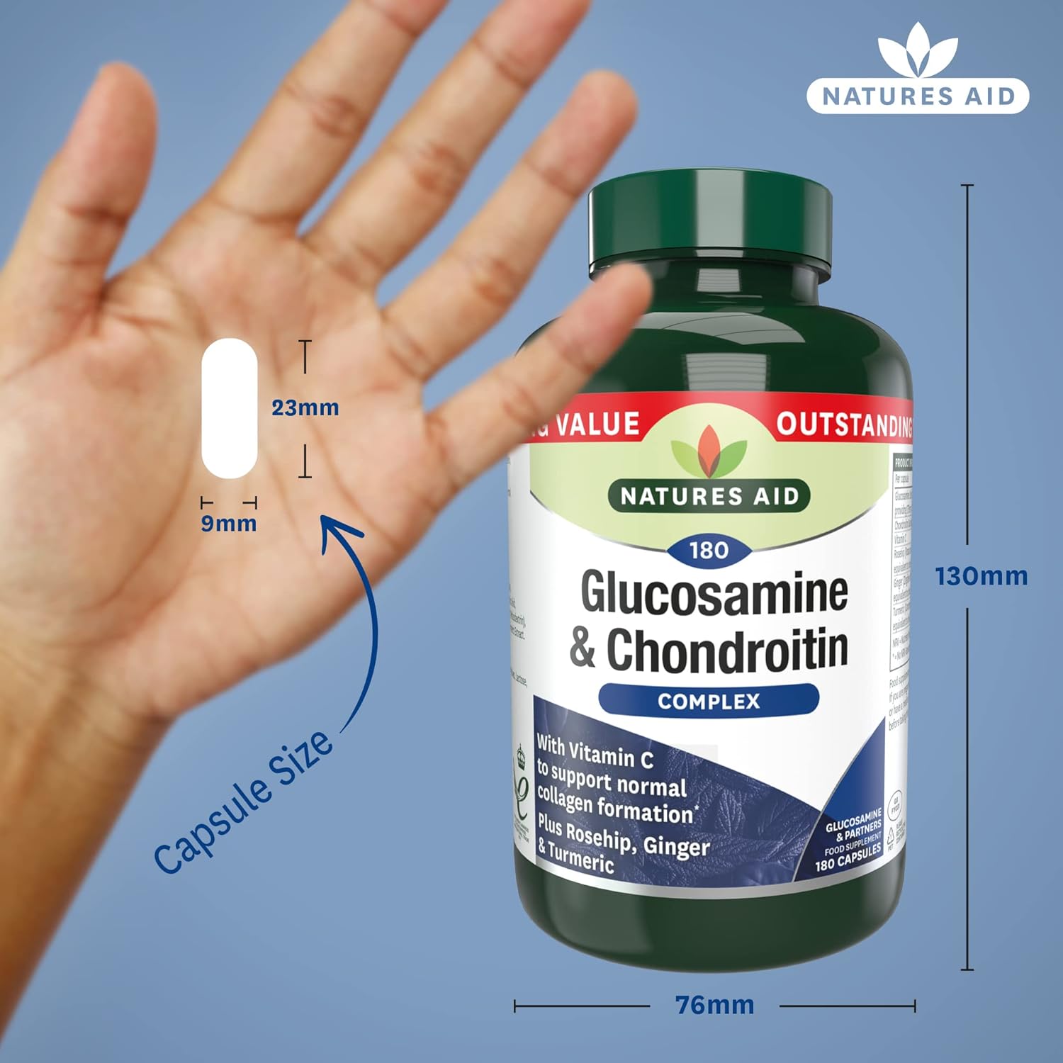 Glucosamine and Chondroitin Complex by Natures Aid - Joint Support Supplement for Mobility and Flexibility