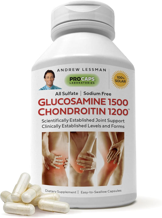 Glucosamine Chondroitin Capsules - 100% Sulfate Form, Research-Backed Ingredients for Healthy Joint Tissue Support