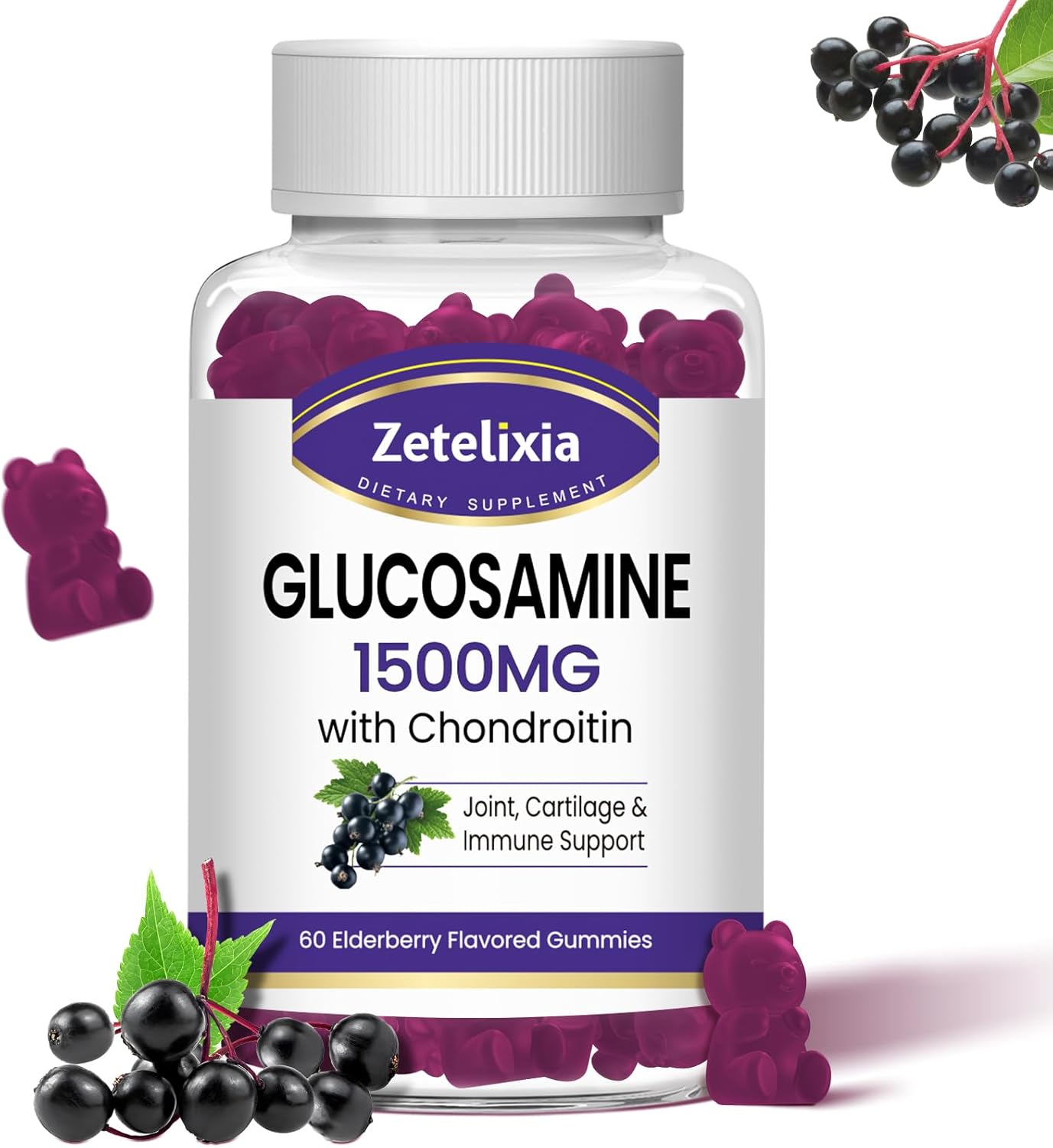 Glucosamine Chondroitin Gummies with MSM and Turmeric - Joint Support Supplement for Men and Women - 60 Count