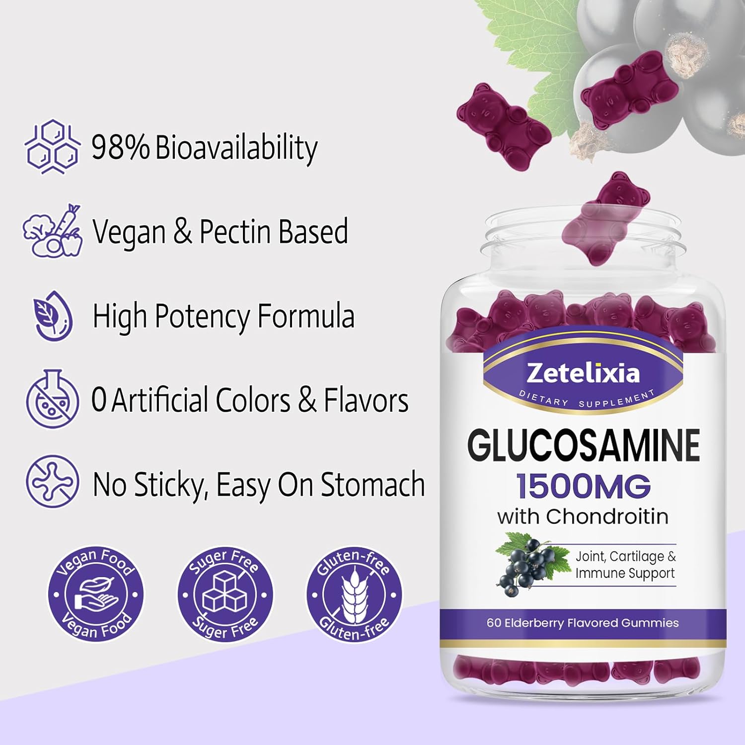 Glucosamine Chondroitin Gummies with MSM & Turmeric - Joint Support Supplement for Men & Women - 120 Count