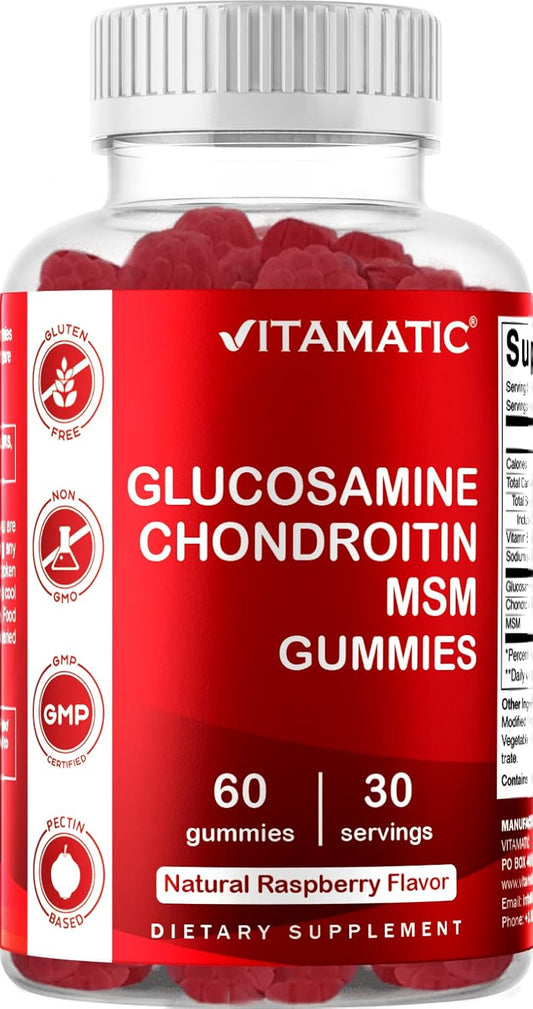 Glucosamine Chondroitin Gummies with MSM & Vitamin E for Joint Support - 60 Pectin Gummies