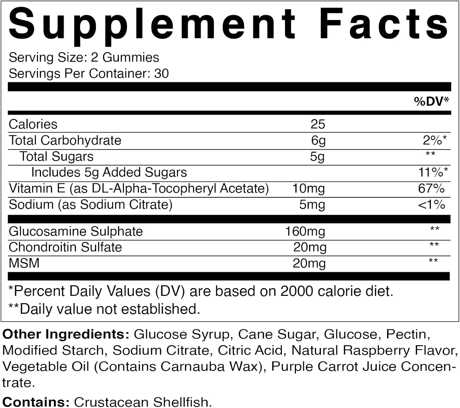 Glucosamine Chondroitin Gummies with MSM & Vitamin E for Joint Support - 60 Pectin Gummies