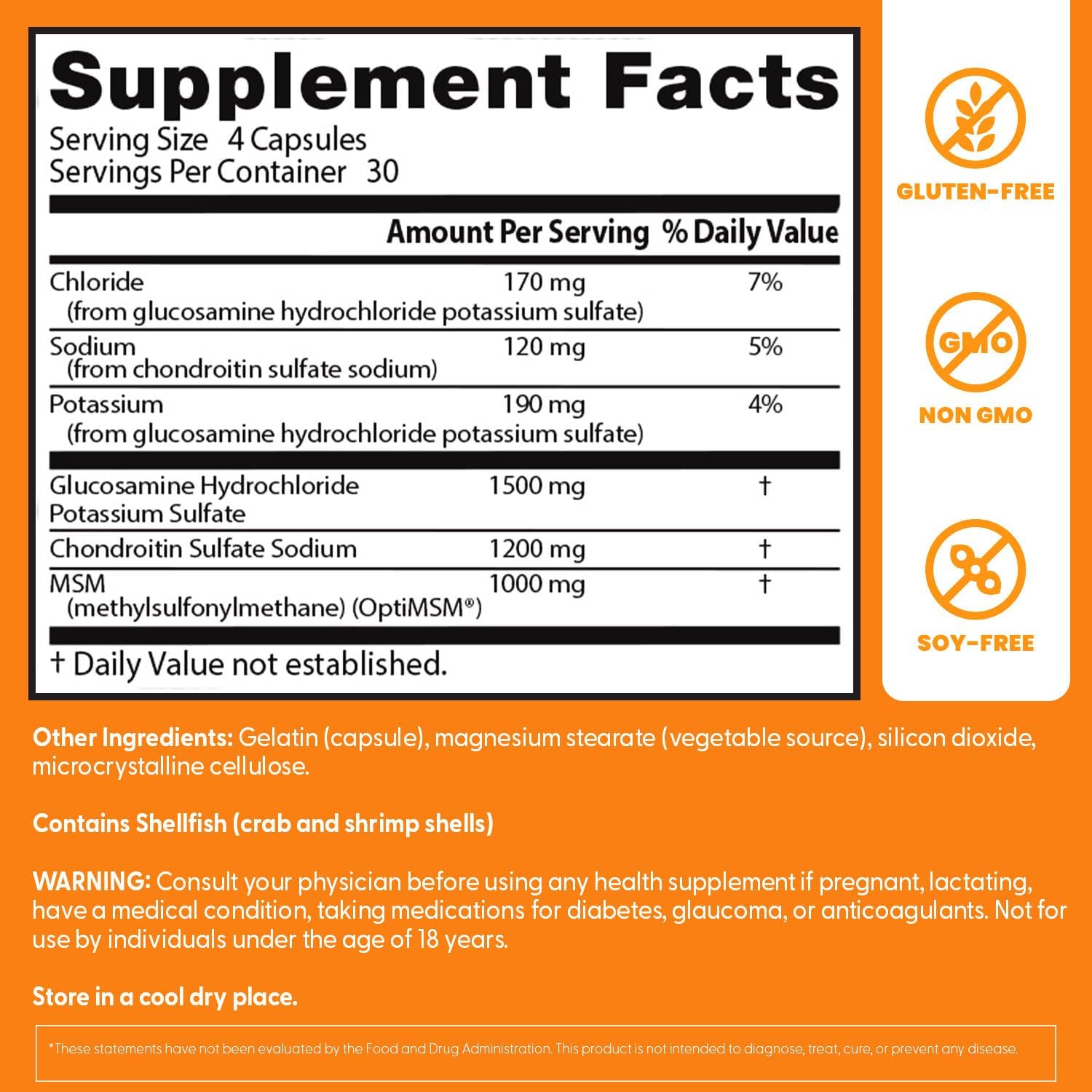 Glucosamine Chondroitin MSM Capsules for Healthy Joints, 120 Count, Non-GMO & Gluten Free - Doctor's Best