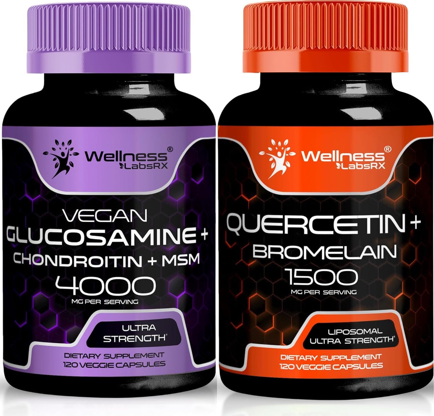 Glucosamine Chondroitin MSM Capsules with Quercetin and Bromelain for Joint Health by WELLNESS LABSRX