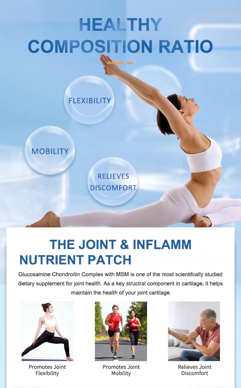 Glucosamine Chondroitin MSM Nutrient Patch for Joint Health & Mobility - Relieves Discomfort, Promotes Flexibility & Inflammation Support
