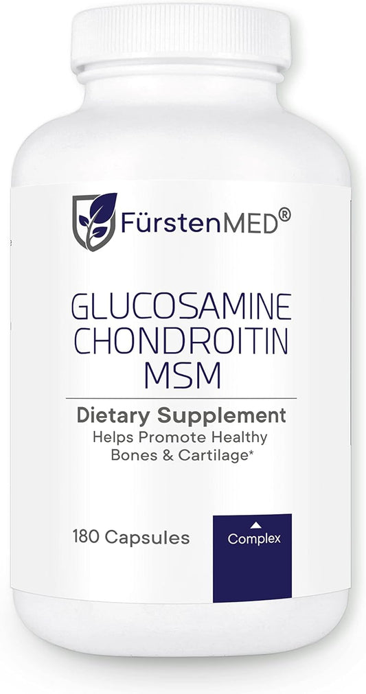 Glucosamine Chondroitin MSM Supplement for Bone & Cartilage Health - Joint Support with Vitamin C - 180 Capsules by FürstenMED