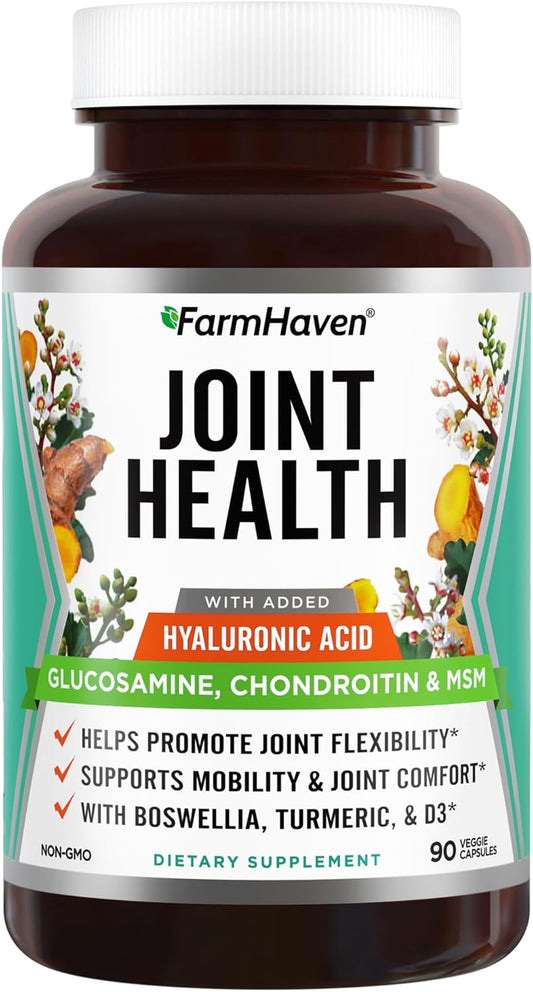Glucosamine Chondroitin MSM Supplement with Turmeric & Boswellia for Joint Health - 90 Capsules | Non-GMO & Gluten Free