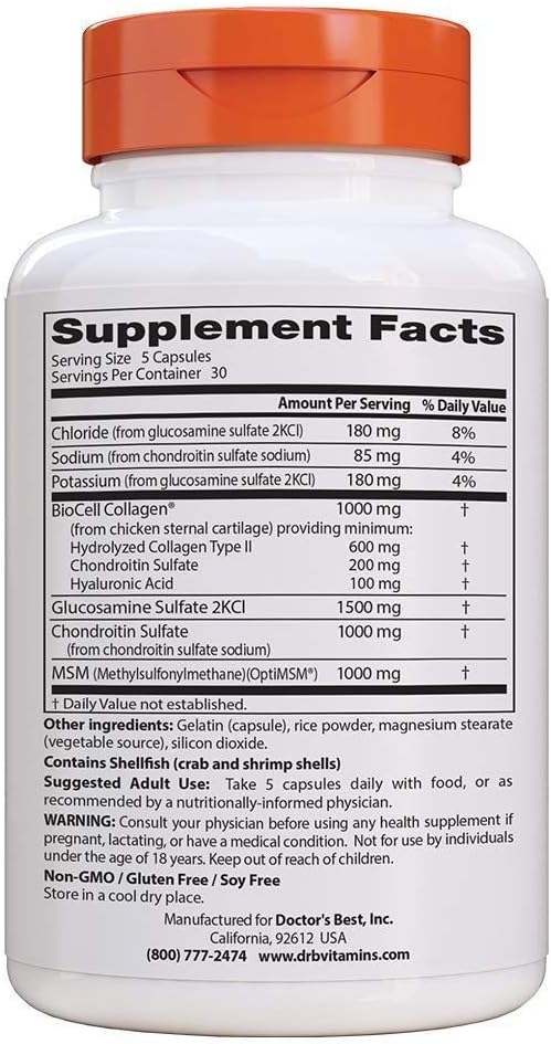 Glucosamine Chondroitin MSM with Hyaluronic Acid - 150 Capsules by Doctor's BEST
