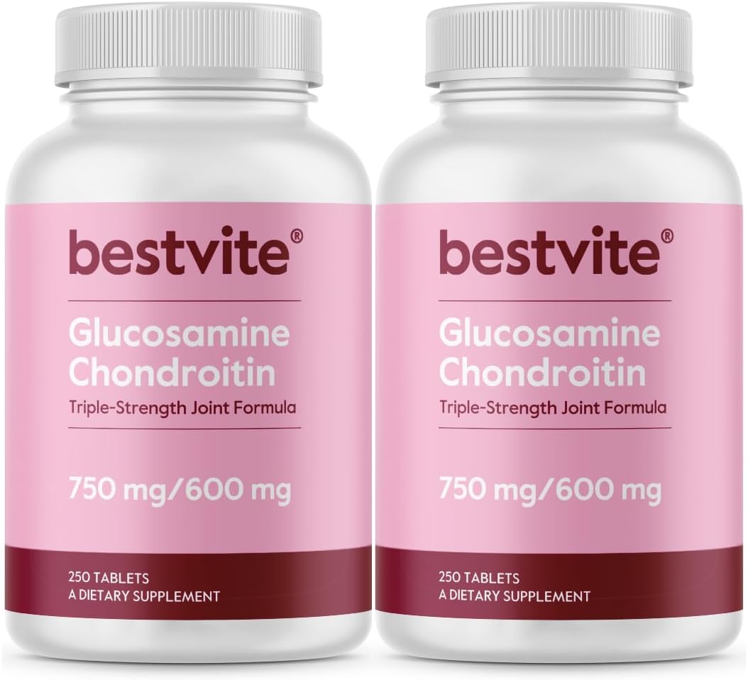 Glucosamine & Chondroitin Sulfate 750/600 Triple Strength Tablets x 500 - Joint Support, No Stearates, Gluten Free