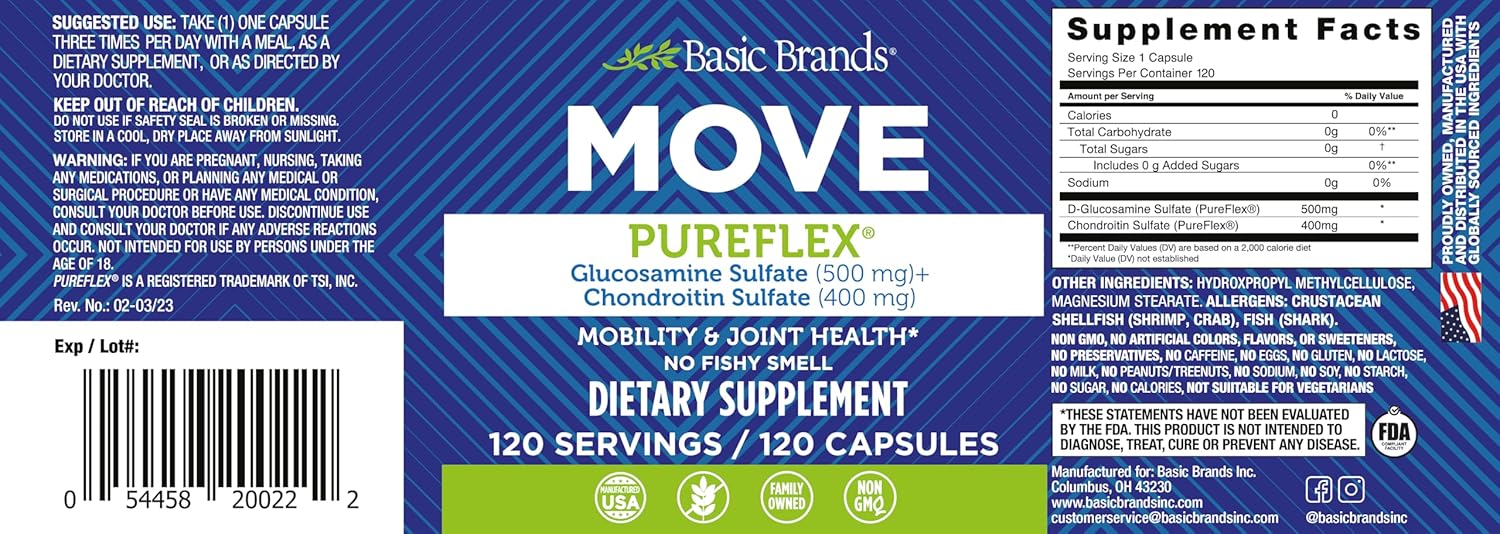 Glucosamine Chondroitin Supplement 120 Count - Basic Brands