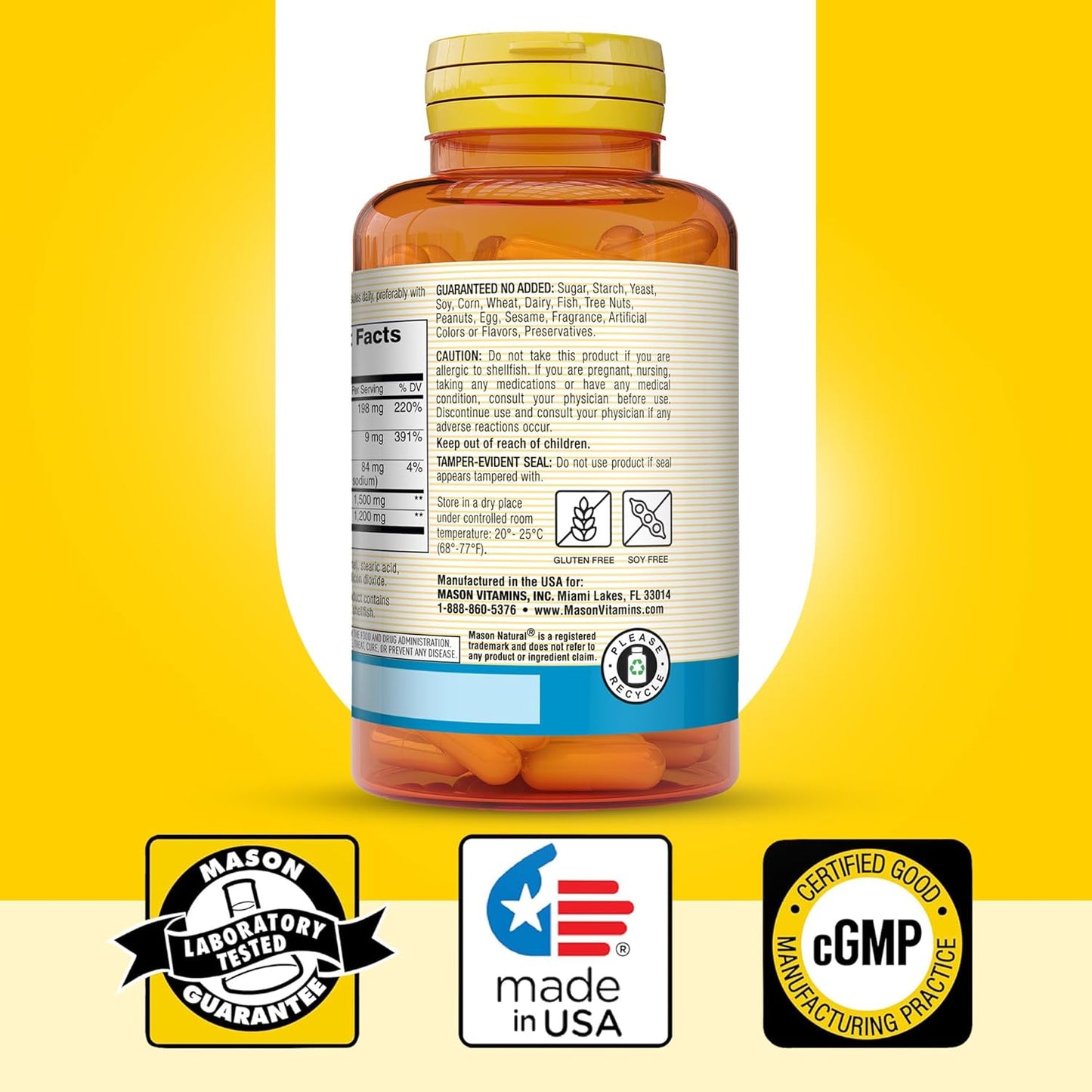 Glucosamine Chondroitin Supplement with Vitamin C for Joint Health - 60 Capsules