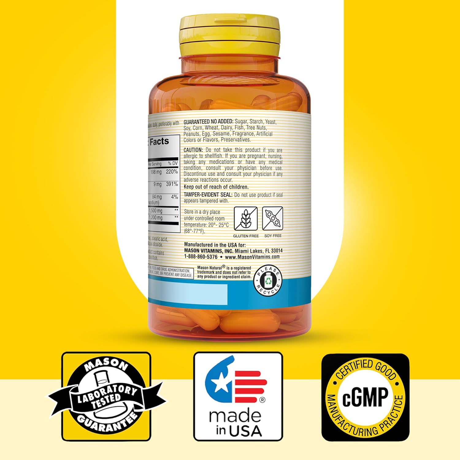 Glucosamine Chondroitin Supplement with Vitamin C for Joint Health - 60 Capsules
