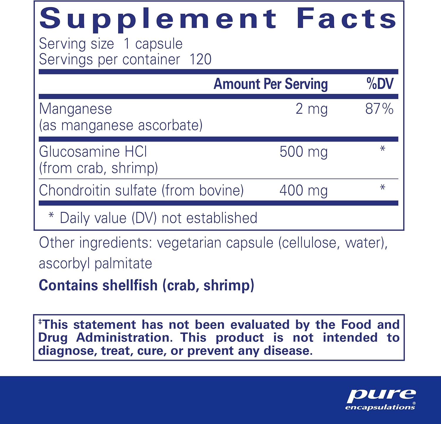 Glucosamine Chondroitin with Manganese Supplement for Joint Health - 120 Capsules