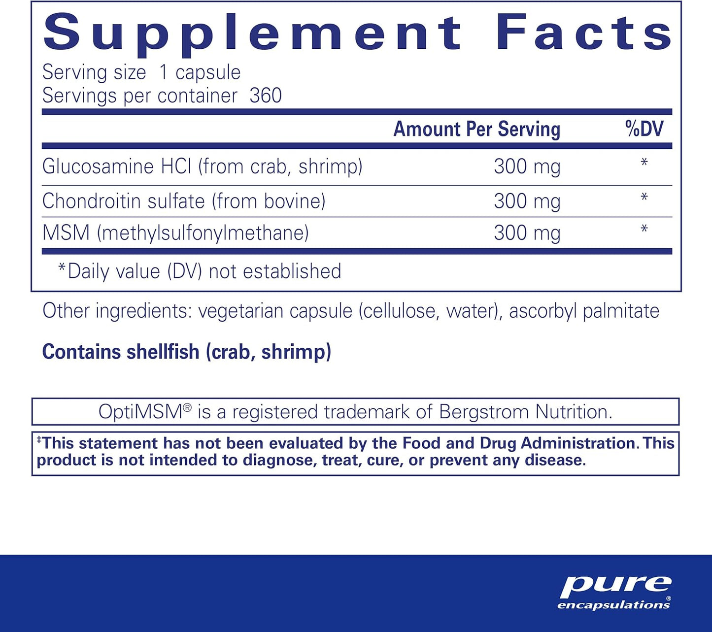 Glucosamine Chondroitin with MSM Capsules - Joint Health Support, Enzyme Activity Maintenance - 360 Count, Gluten-Free & Non-GMO