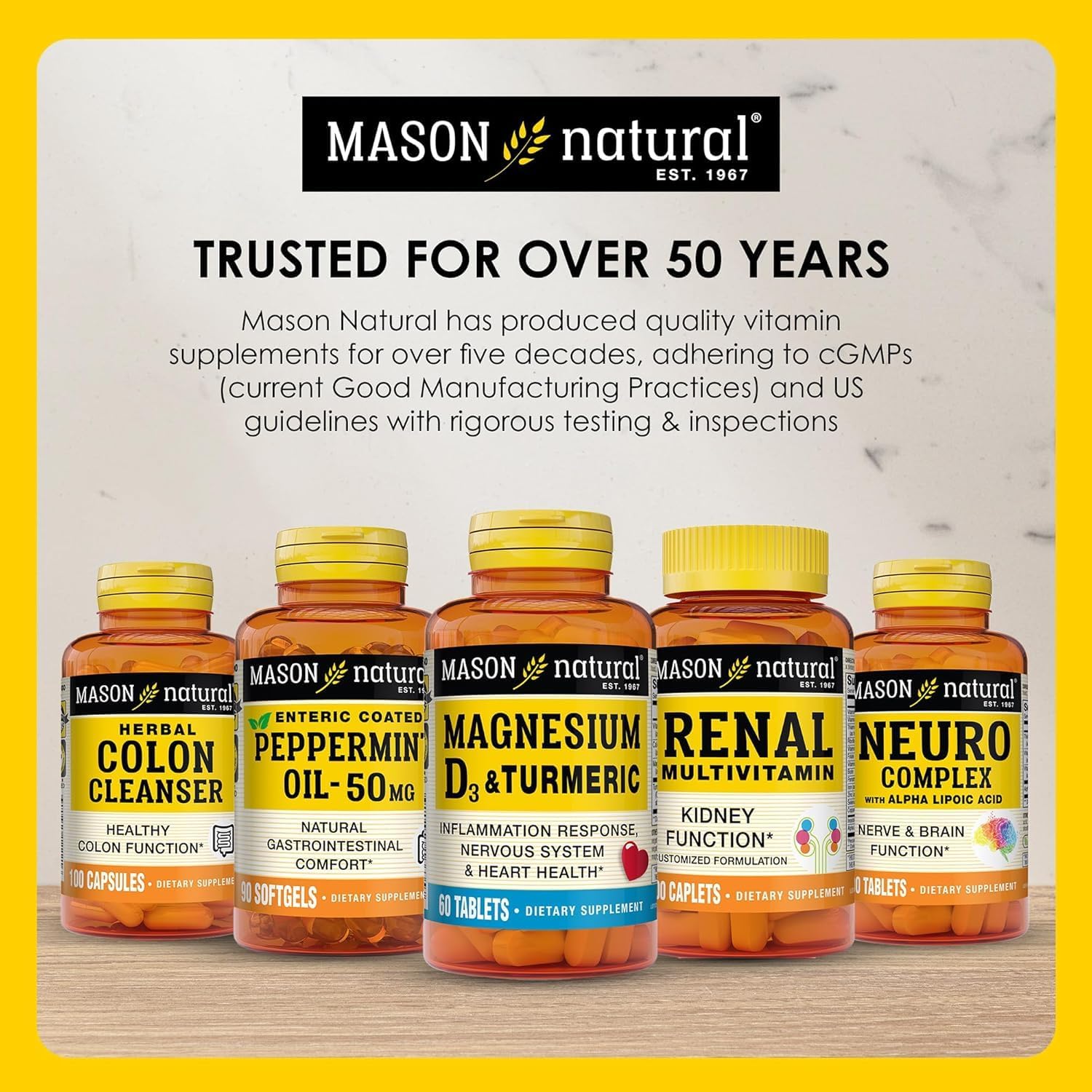 Glucosamine Chondroitin with Vitamin C Capsules - Supports Joint Health and Mobility - 60 Count by MASON NATURAL