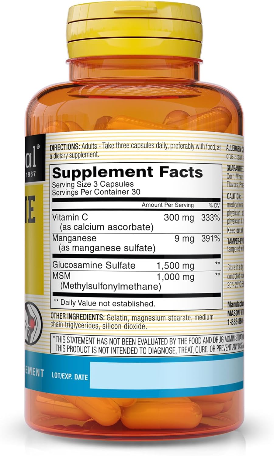 Glucosamine Complex Plus MSM with Vitamin C - Promotes Joint Health, Flexibility, and Mobility - 90 Capsules