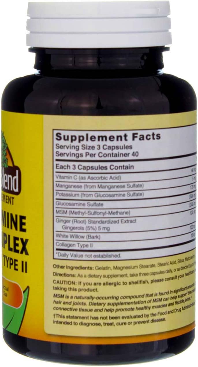 Glucosamine MSM Complex Tablets 120 Count - Natural Blend Formula