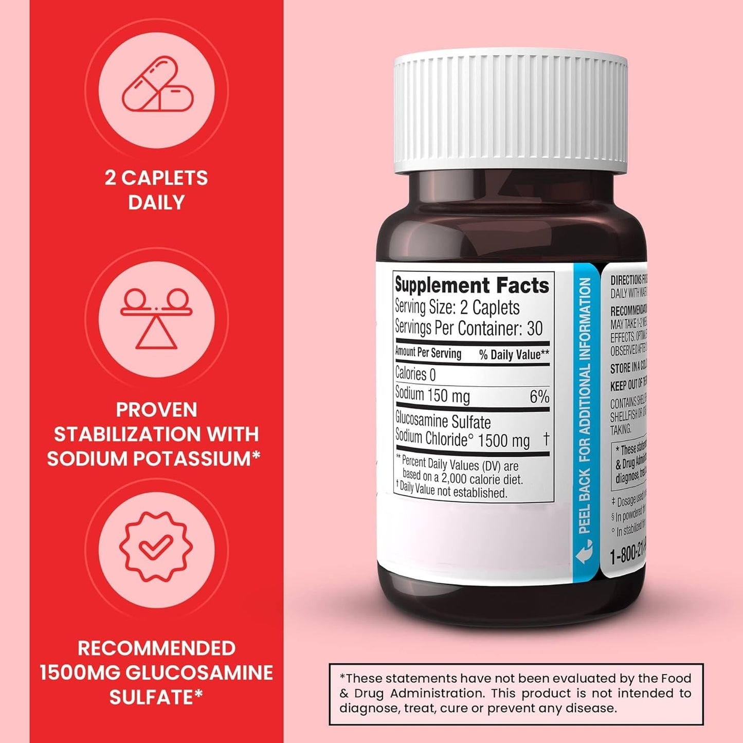 Glucosamine Sulfate 750mg Joint Supplement for Knee Comfort & Health - 60 Pills