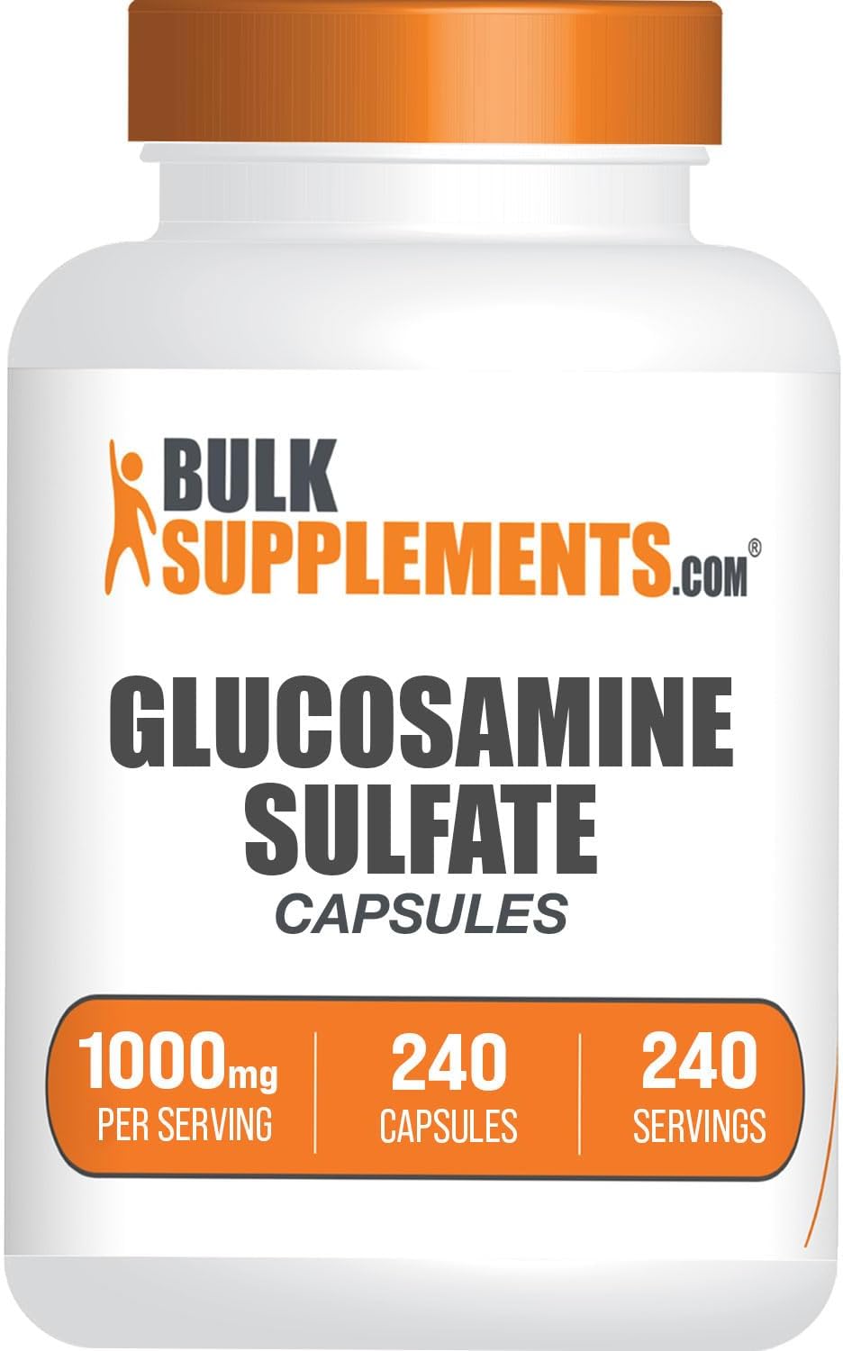 Glucosamine Sulfate Capsules 1000mg - Joint Support Supplement - Gluten Free, 240 Capsules - BulkSupplements