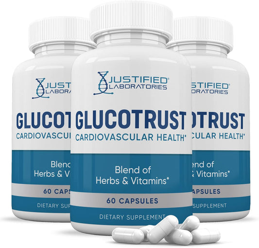 Glucotrust Advanced Formula Supplement Pills (180 Capsules, 3 Pack) by Justified Laboratories