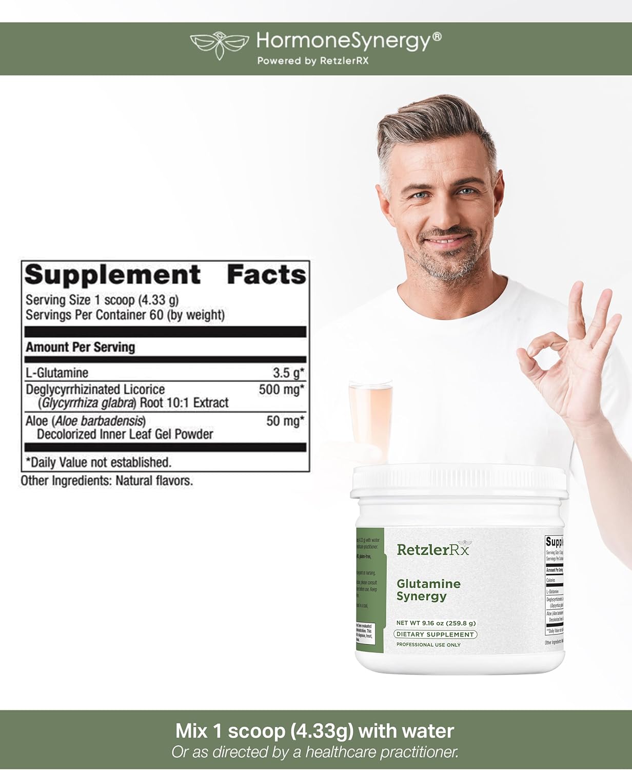 Glutamine Synergy Gastrointestinal Support Supplement - Non-GMO, Vegan Formula for Digestive Health