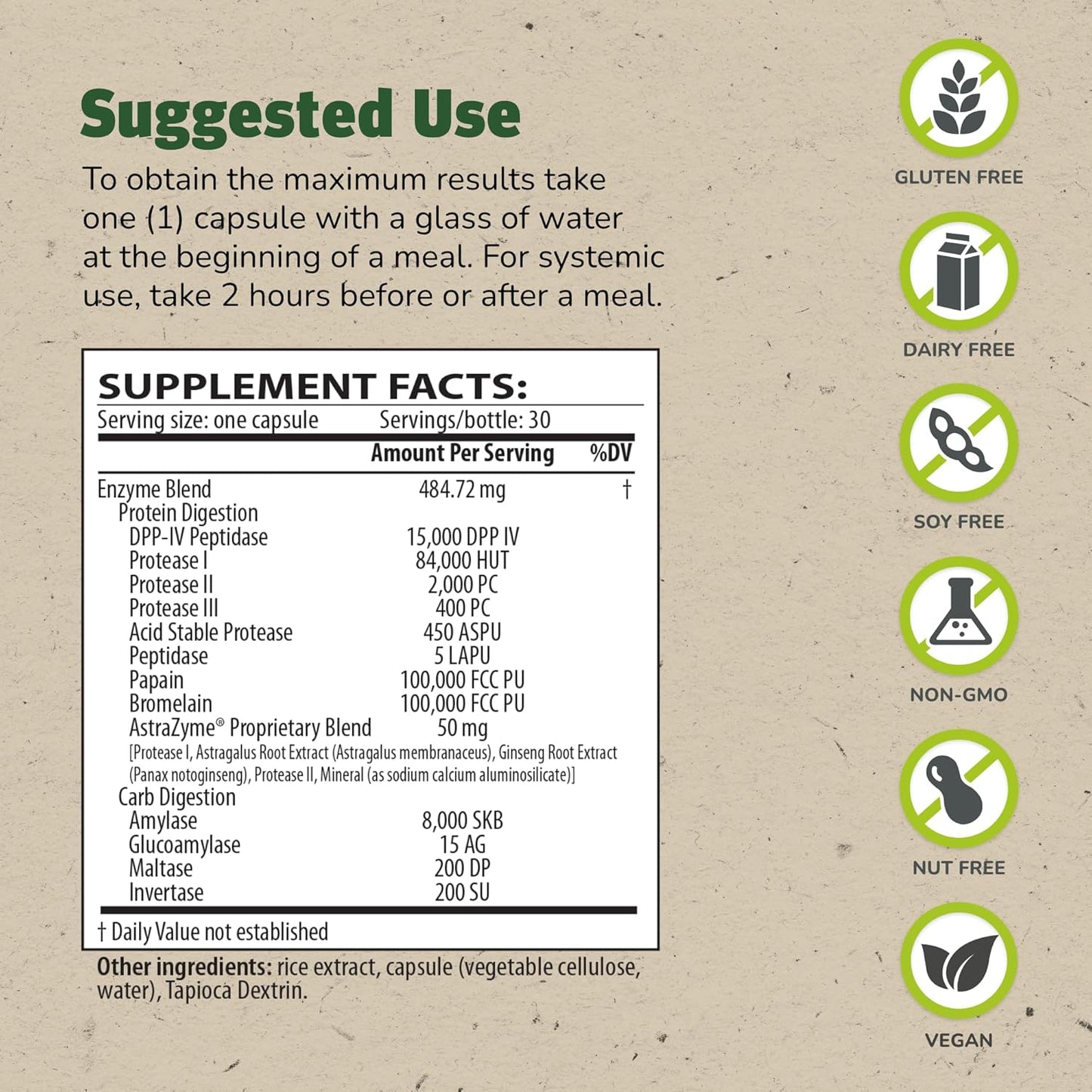 GlutaStim Digestive Support Capsules - Vegan & Gluten Free - 30 Servings - Relieves Gas & Bloating - Supports Gluten Digestion