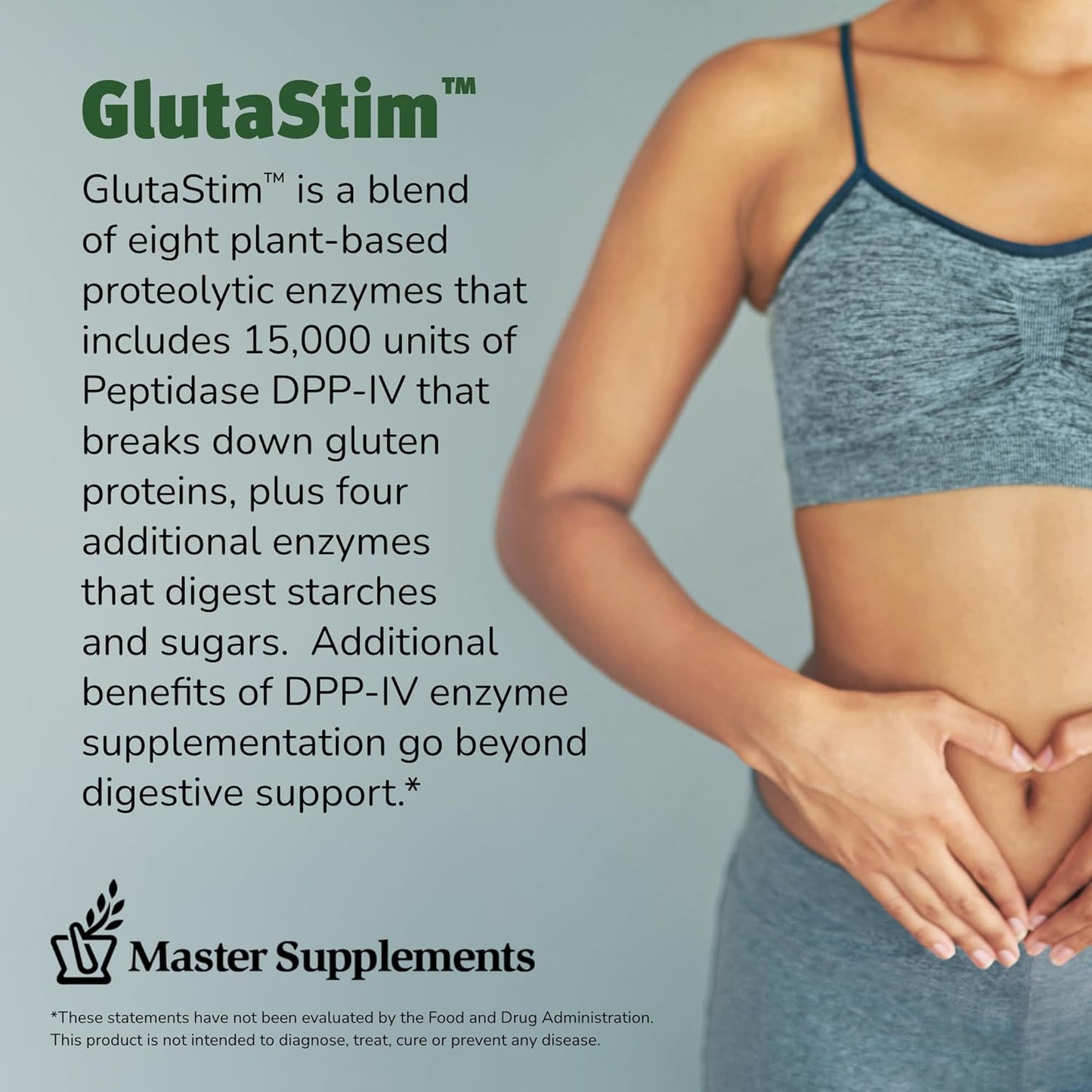 GlutaStim Digestive Support Capsules - Vegan & Gluten Free - 30 Servings - Relieves Gas & Bloating - Supports Gluten Digestion