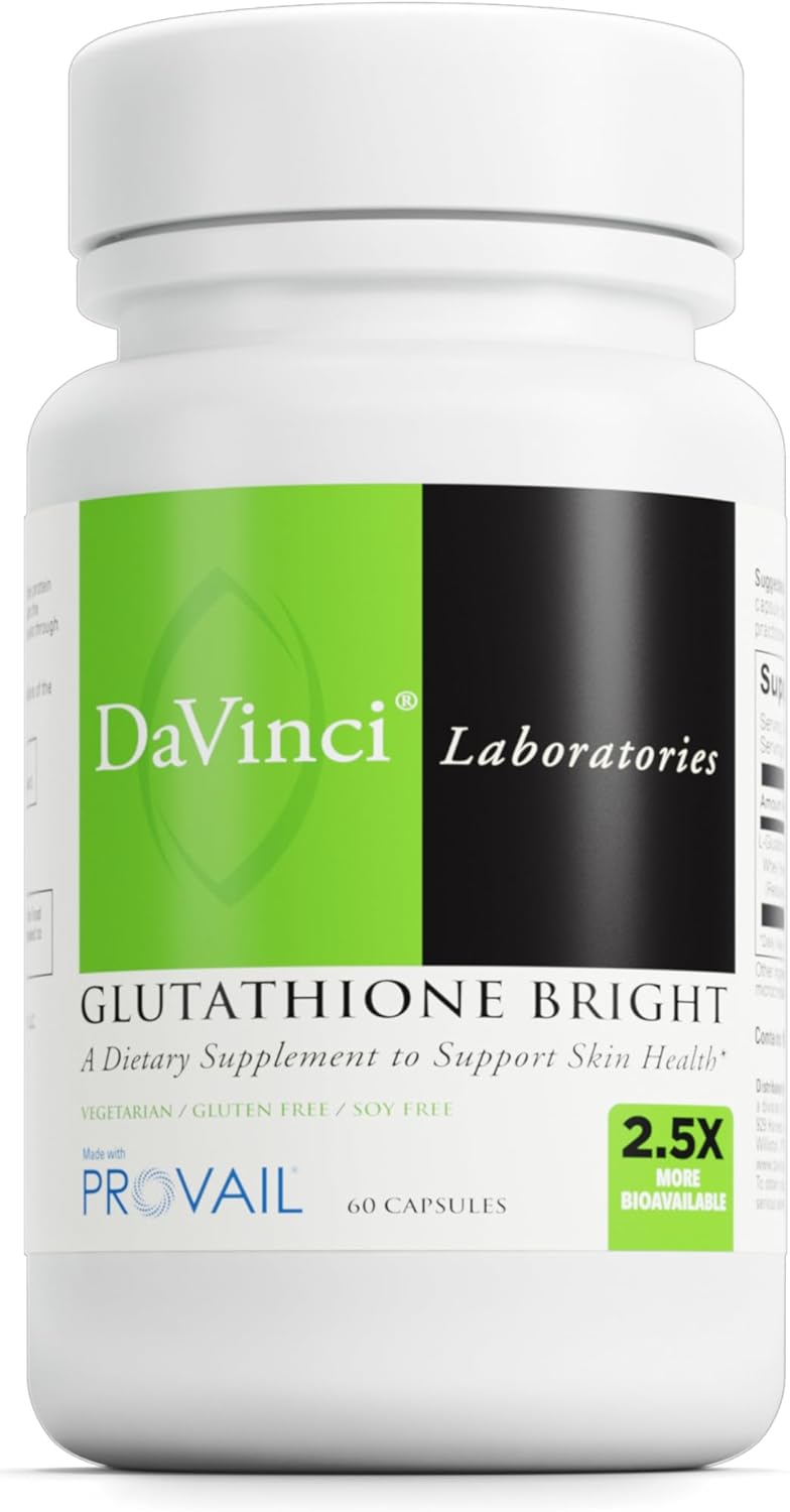 Glutathione Bright by DAVINCI Labs - Promotes Skin Health & Anti-Aging - Highly Absorbable Formula - 60 Capsules, Gluten & Soy Free