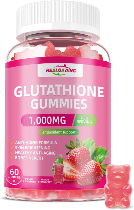 Glutathione Collagen Gummies with Vitamin C, E, D & B12 - 1000mg Antioxidant Formula for Skin Brightening & Anti-Aging