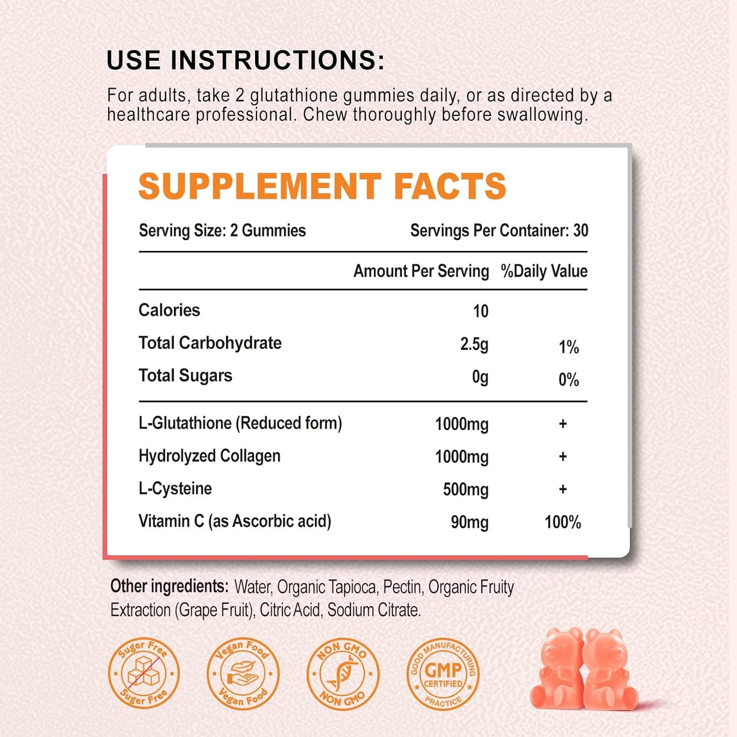 Glutathione Collagen Gummies with Vitamin C for Women - Hair, Skin, Nails, Joints - Anti-Aging Supplement, Vegan, Sugar-Free - Grape Flavor, 60 Count
