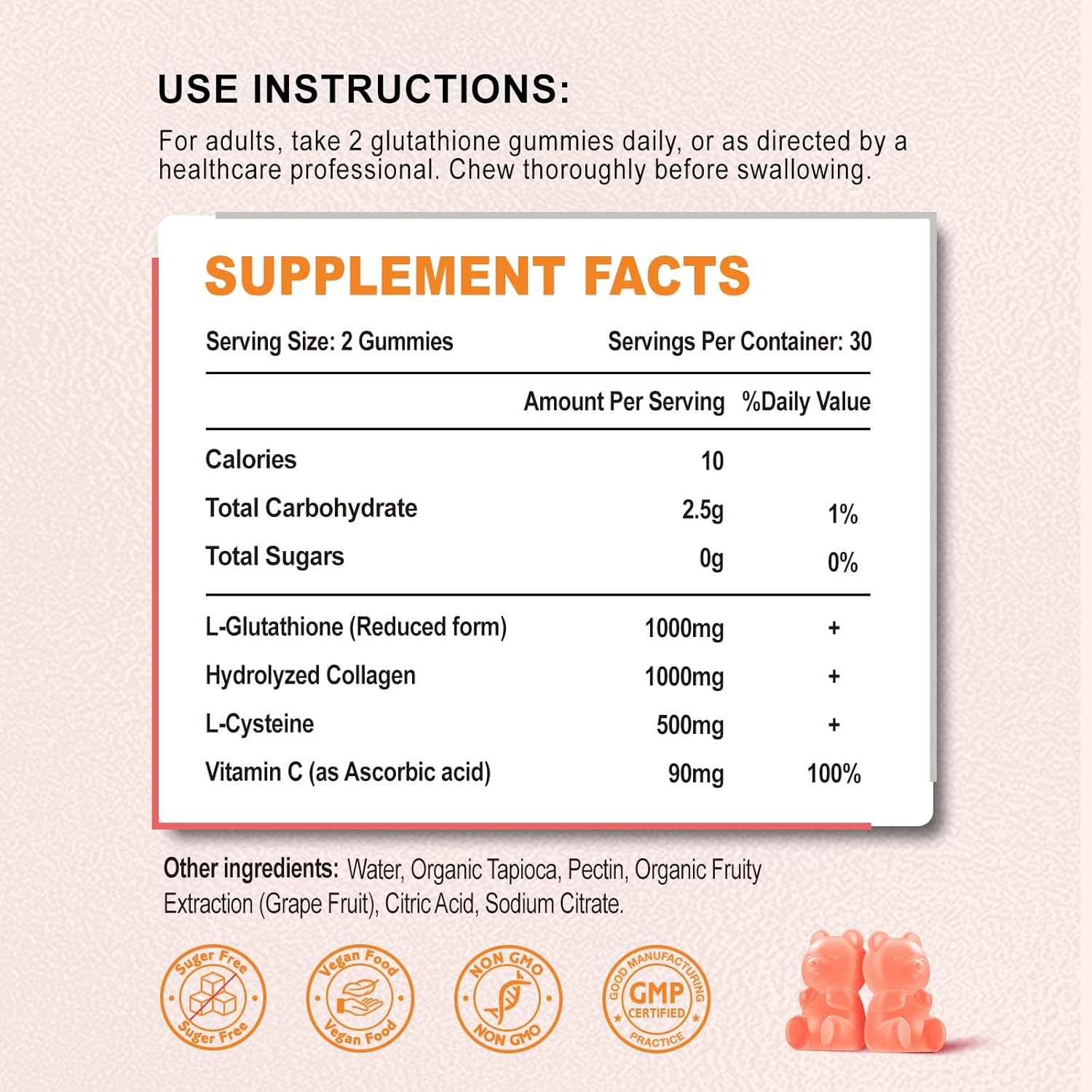 Glutathione Collagen Gummies with Vitamin C for Women - Hair, Skin, Nails, Joints - Anti-Aging Supplement, Vegan, Sugar-Free - Grape Flavor, 60 Count