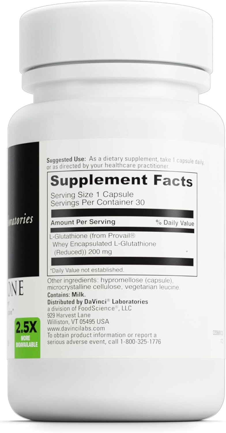 Glutathione & Whey Protein Supplement for Immune, Brain, & Digestive Health - 30 Vegetarian Capsules - Gluten & Soy Free