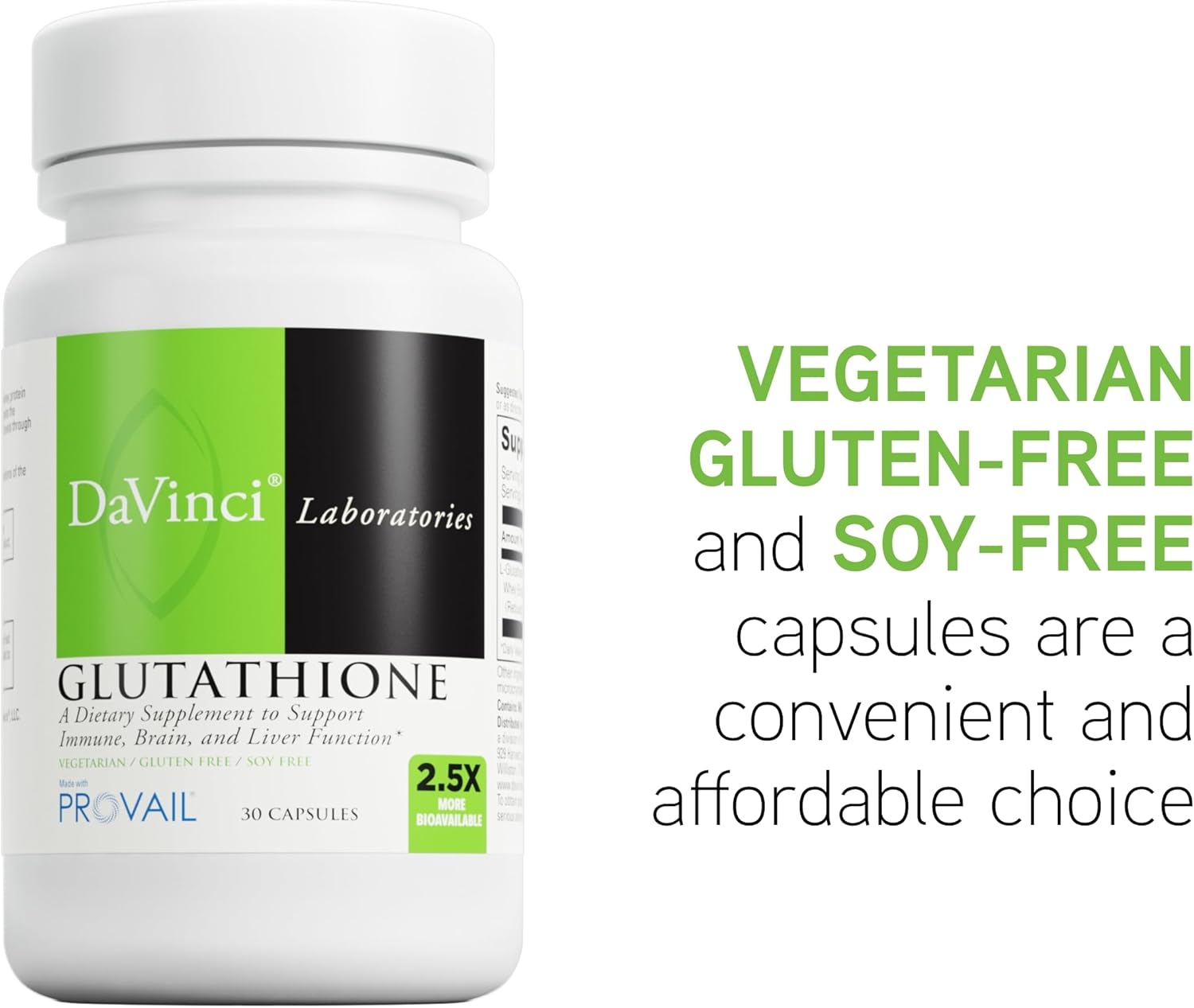 Glutathione & Whey Protein Supplement for Immune, Brain, & Digestive Health - 30 Vegetarian Capsules - Gluten & Soy Free
