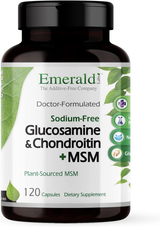 Gluten-Free Bone and Joint Health Supplement with Glucosamine, Chondroitin, and MSM - 120 Capsules