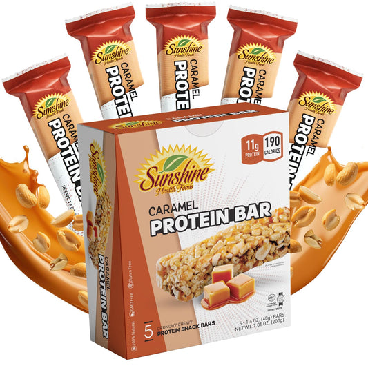 Gluten-Free Caramel Protein Bars for Active Lifestyles - Pack of 5, Ideal Meal Replacement & Muscle Recovery with Sustained Energy