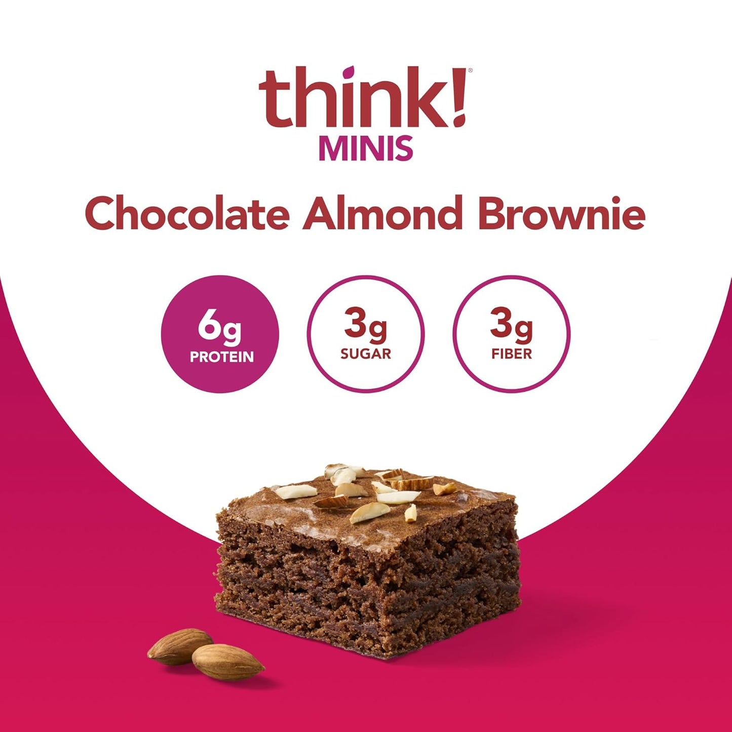 Gluten Free Chocolate Almond Brownie Protein Snack Bars - 15 Count by think! Minis