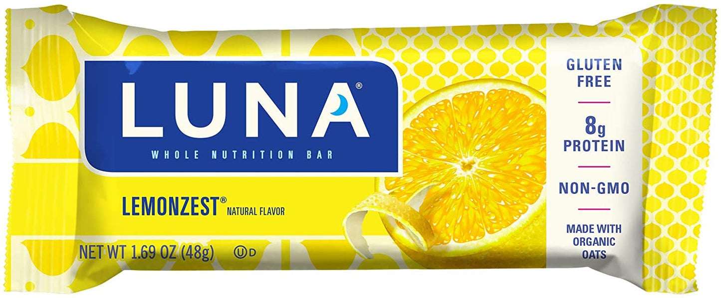 Gluten-Free Clif Bar LUNA BAR Lemon Zest Flavor Snack Bars - 30 Count