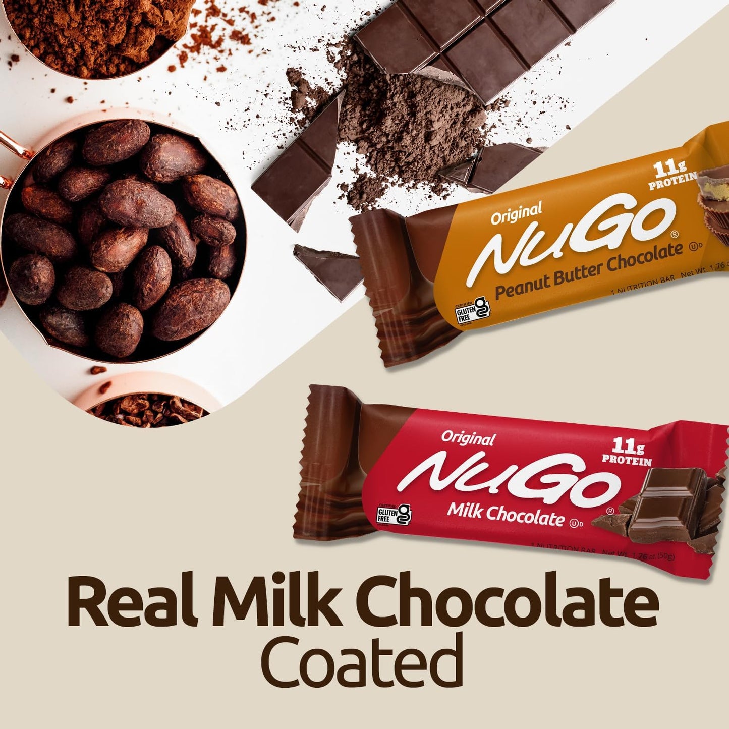 Gluten Free Coffee NuGo Protein Bars, 15 Count - 11g Protein per Bar